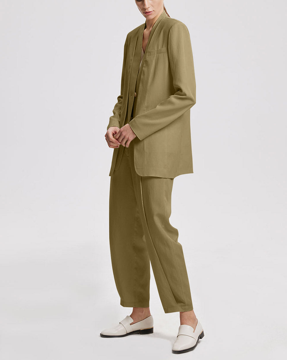 Linen Layered Blazer - Mustard, XL image