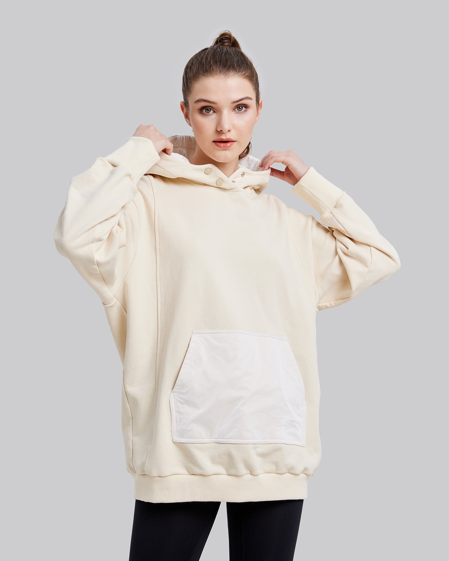 Buttoned High-Neck Hoodie image 4