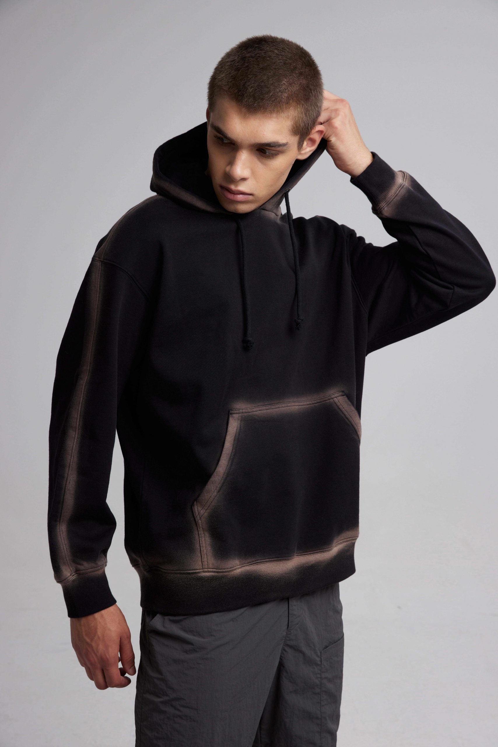 Black Hoodie With Dyed Patterns image 1