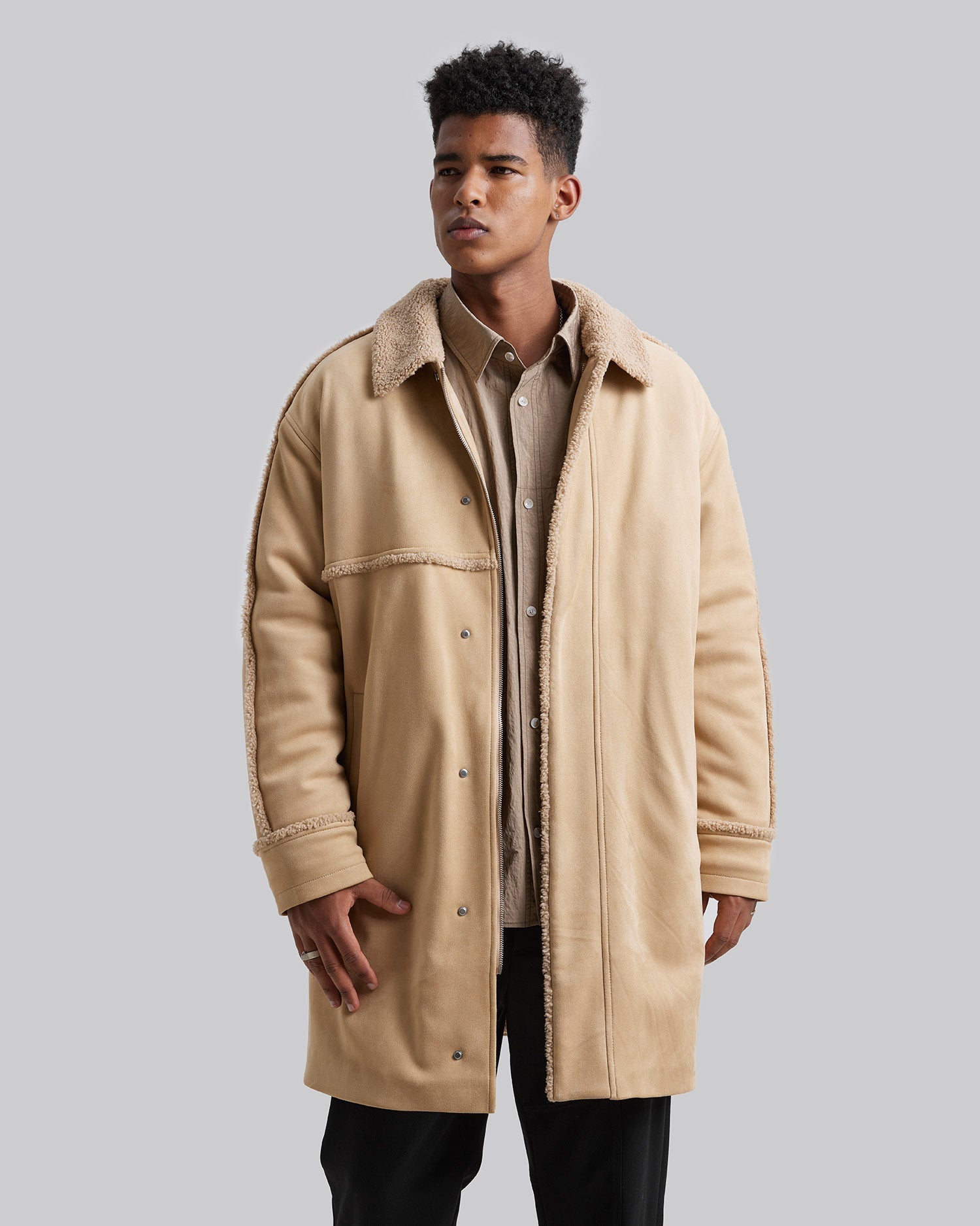 Suede Jacket with Fleece Lining image 1