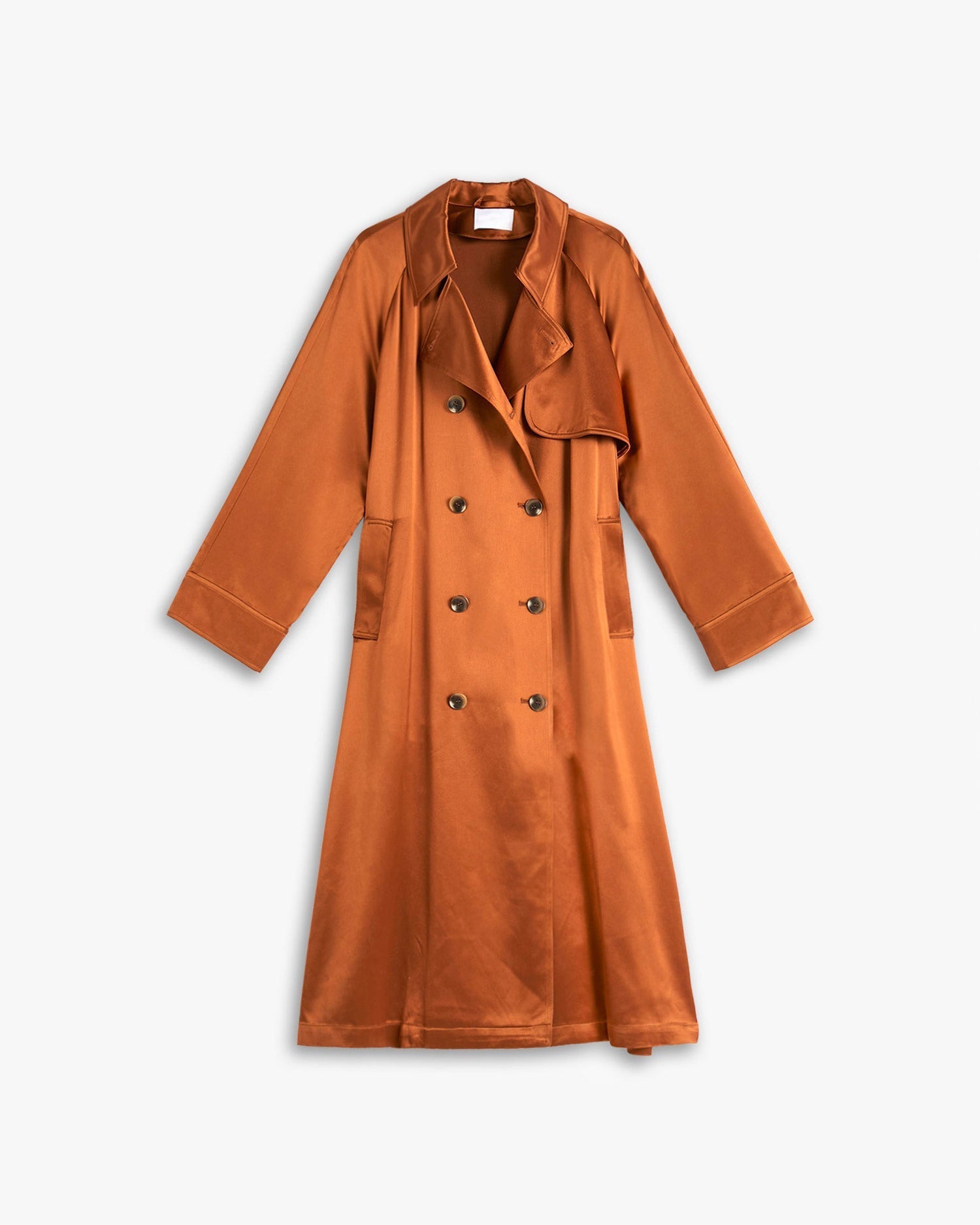 Draped Double-Breasted Trench Coat image 0