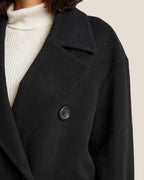 Buttoned Pocket Front Midi Wool Coat image 3