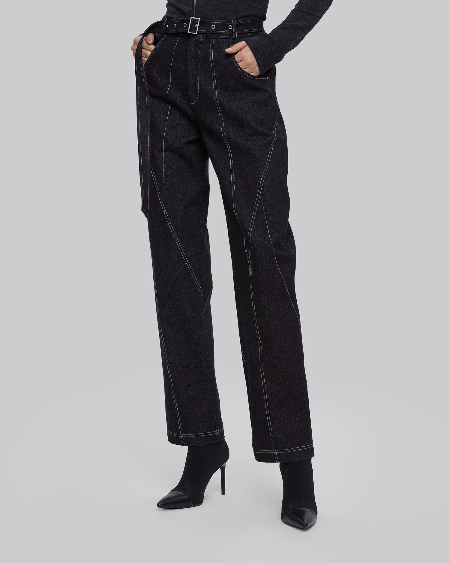 Multi Line Belted Pants image 1