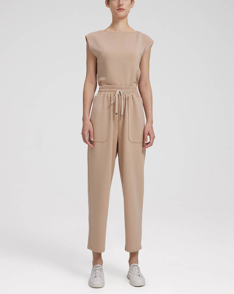 Techno Tapered Trousers - Beige, M image