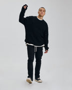Distressed Crewneck Sweater - Black, M image