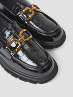 Croc-Effect Leather Platform Loafers image 4