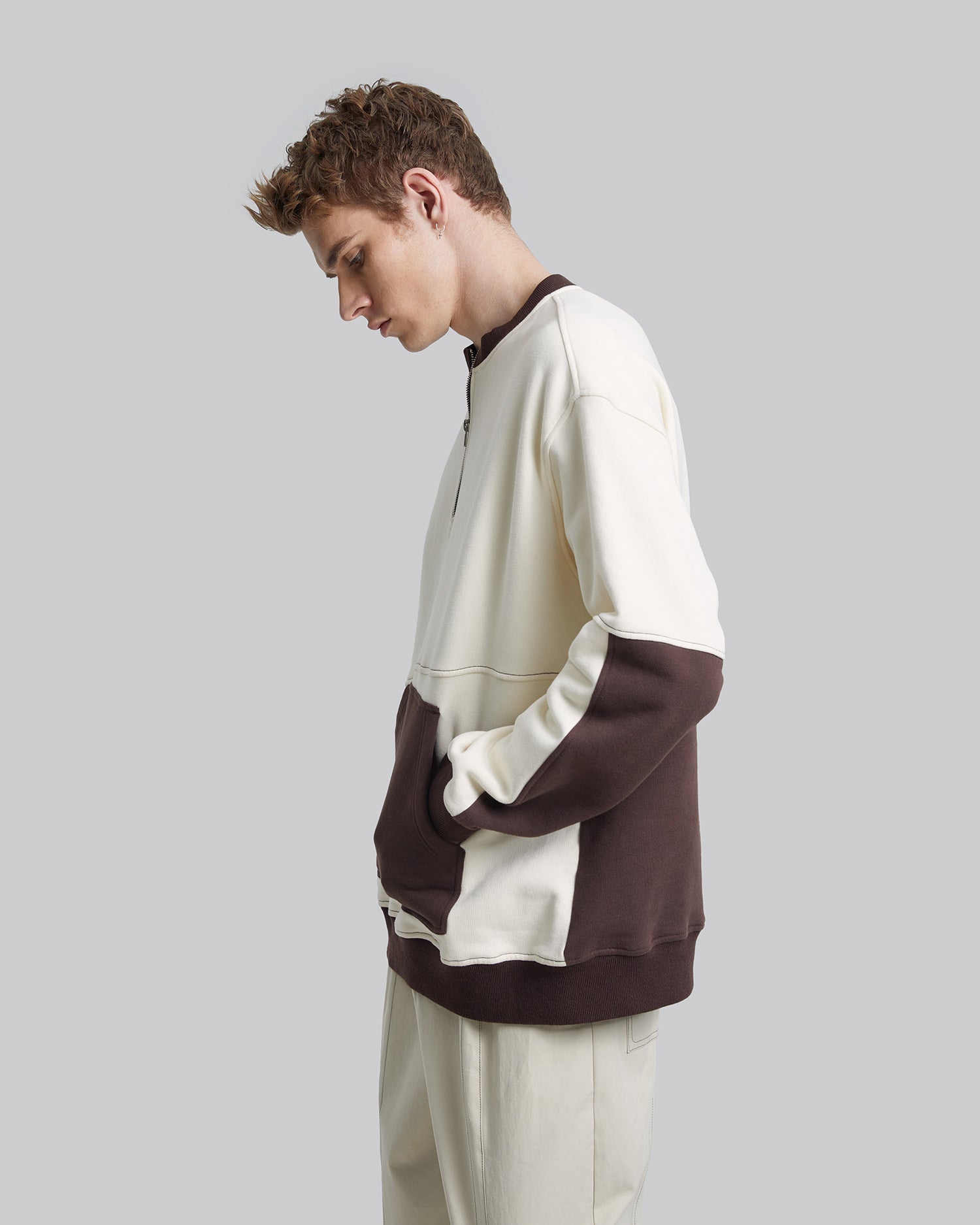 Two-Tone Half-Zip Sweatshirt image 1