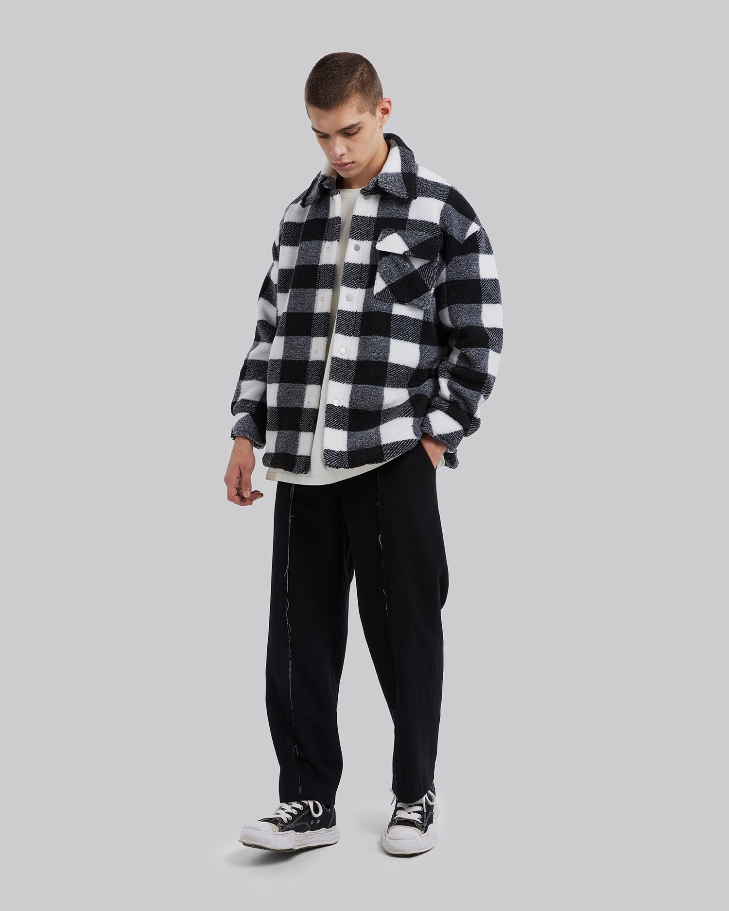 Black &amp; White Plaid Jacket - Black&amp;White, S image