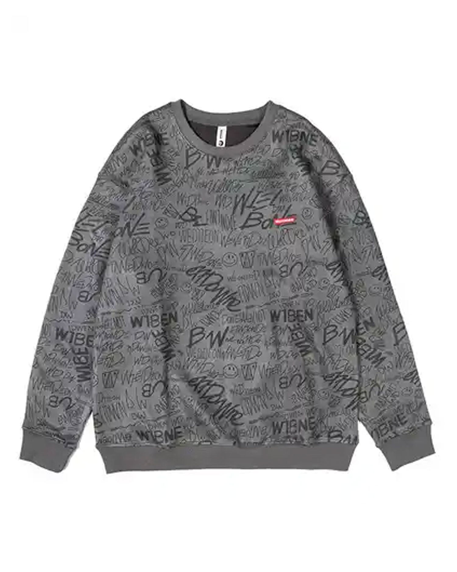 All Print Crewneck Sweatshirt - Silver, 5XL image