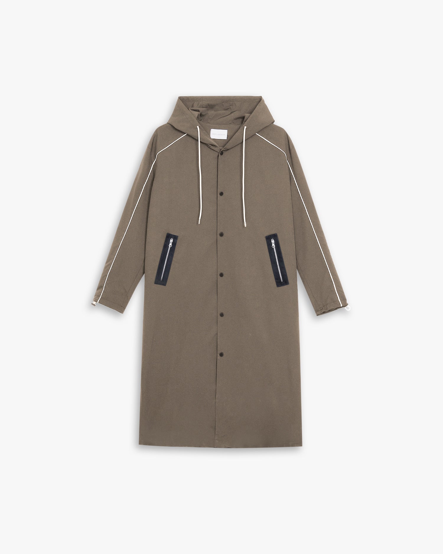 Back Graphic Hooded Long Coat - Coffee, L image
