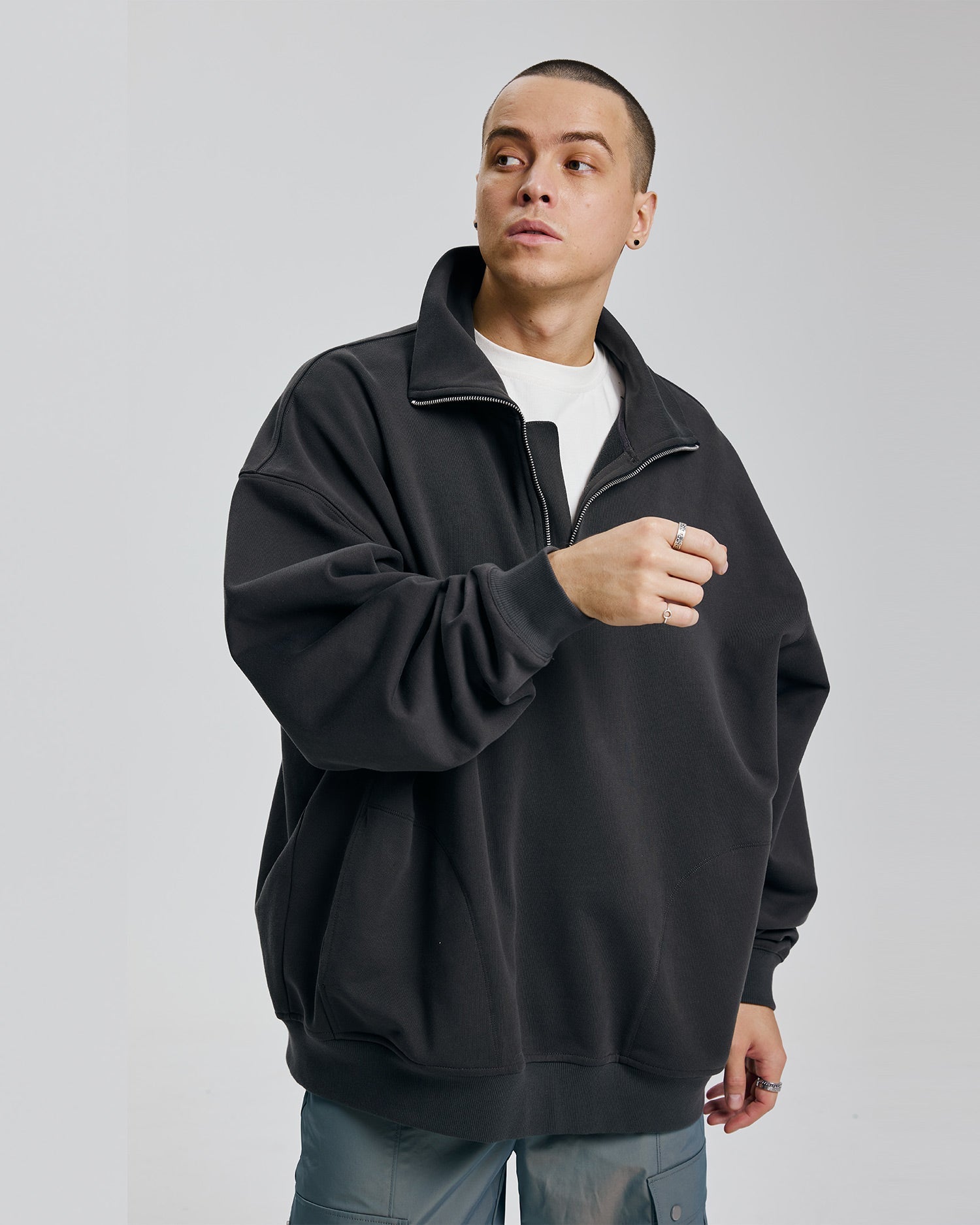 Plain Half-Zip Sweatshirt image 1