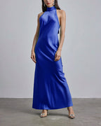 Sleeveless Cocktail Silk Maxi Dress - sapphire, XS image