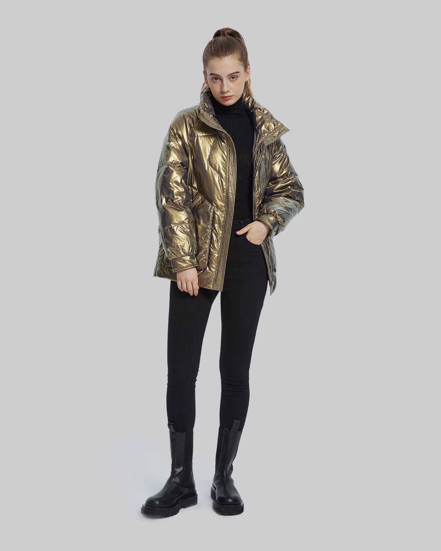 Duck Down Puffer Jacket - Gold, L image