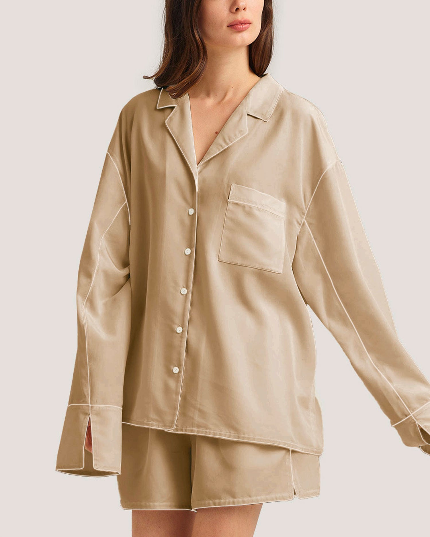 Classic Buttoned Pocket Front PJ Top - Reflection, L image