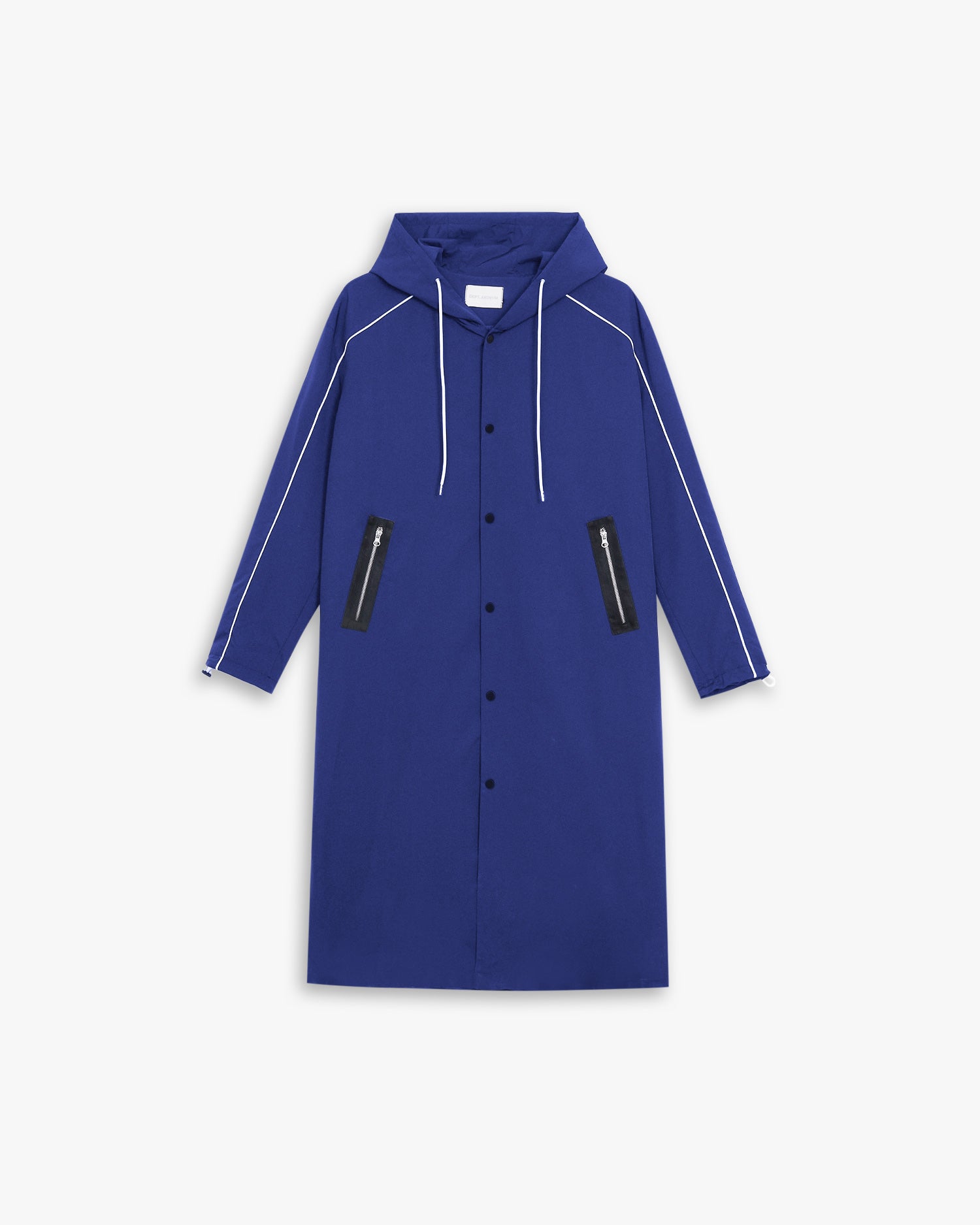 Back Graphic Hooded Long Coat - Bright Blue, S image