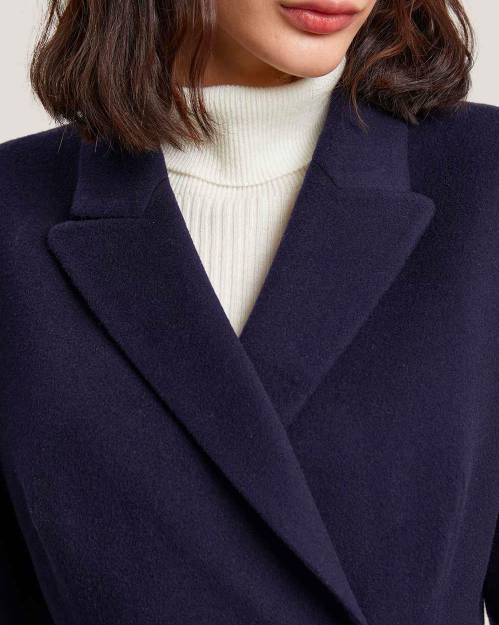 Padded Shoulder Double-Breasted Long Wool Coat image 6