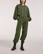 Belt Pleated Pants - Moss Green, M image