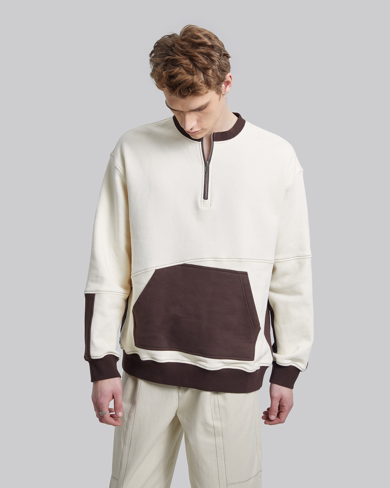Two-Tone Half-Zip Sweatshirt image 5