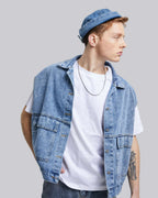 Sleeveless Patch Pocket Denim Jacket image 1