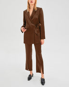 1 X Front Slit Wide-Leg Trousers - Champagne, M image