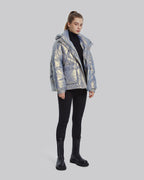 Down Shiny Puffer Jacket - Metallic, M image