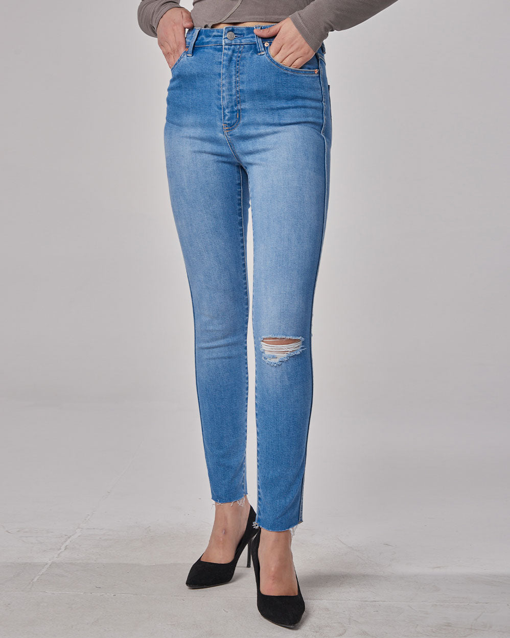 Slim-Fit Ripped Jeans - Blue, XL image