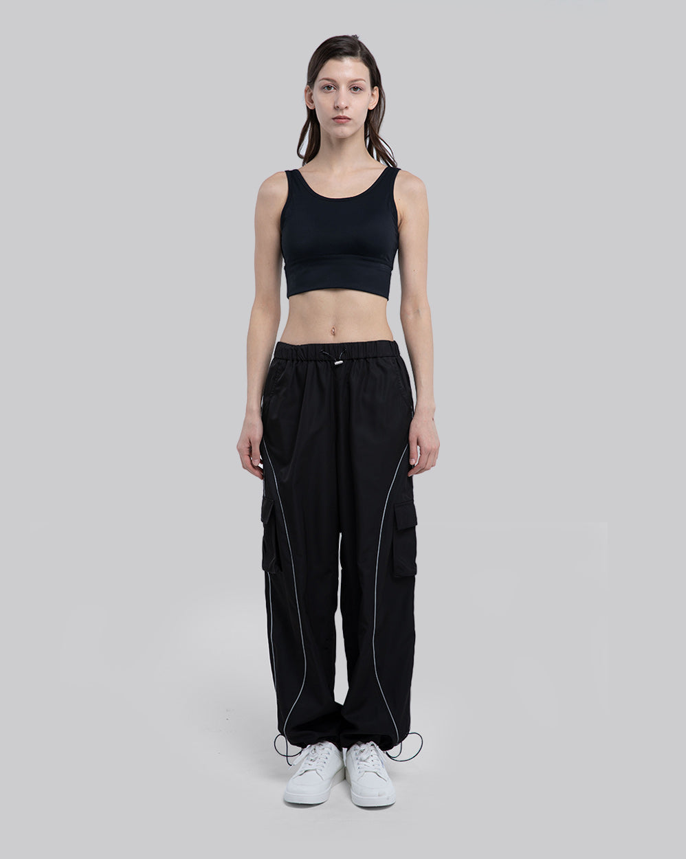 Breathable Drawstring Sweatpants - Black, L image
