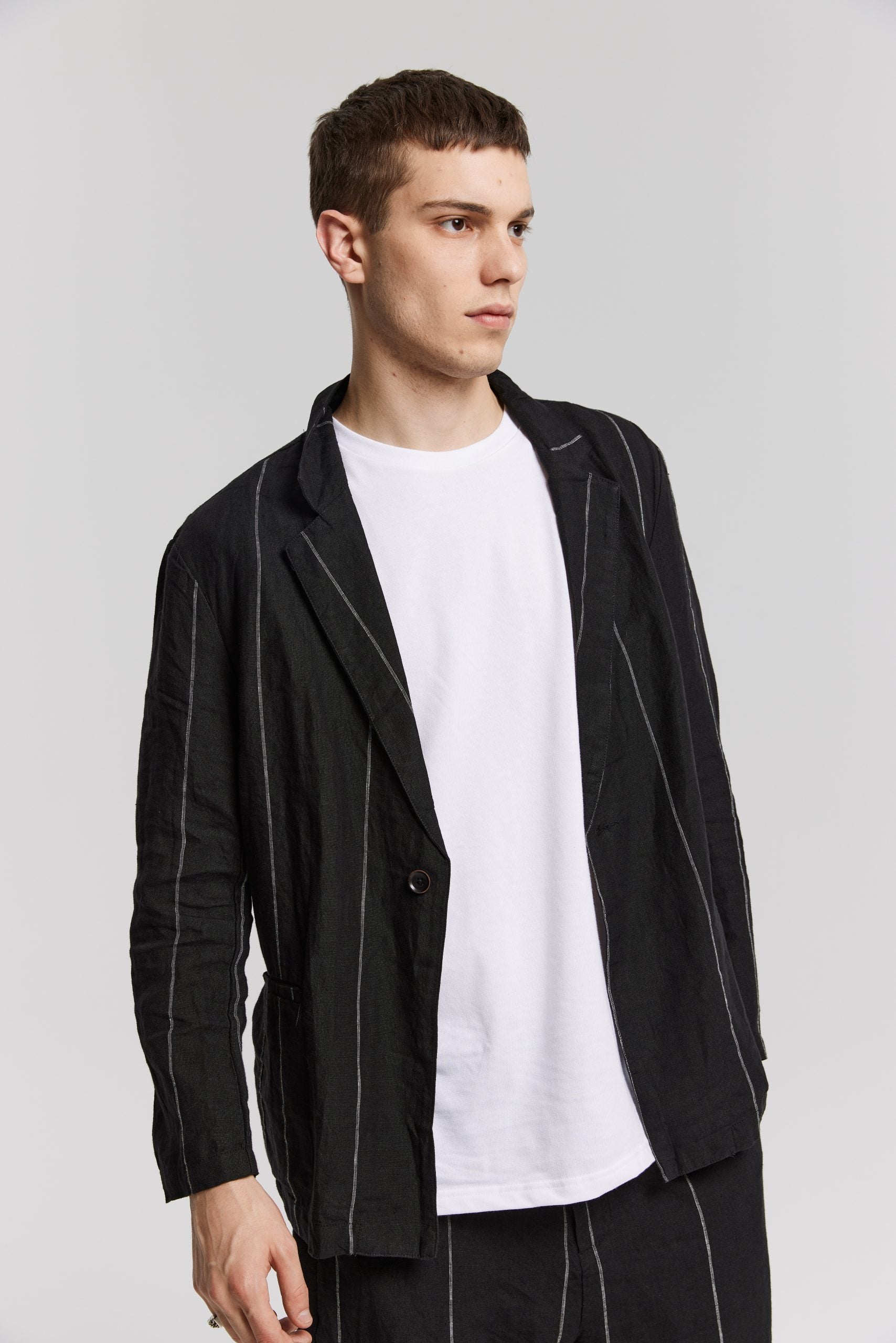 1 × Linen Striped Blazer image 0