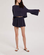 Modal Top & Shorts PJ Set - Navy, L image
