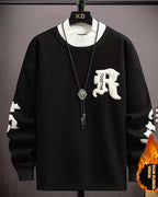Fleece Lined Cotton Pullover - Black, XXXL image