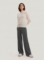 Wool-Cashmere Wide-Leg Trousers - Smoke, XL image