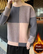 Knitted Colorblock Crew Jumper - Dusty Pink, XL image
