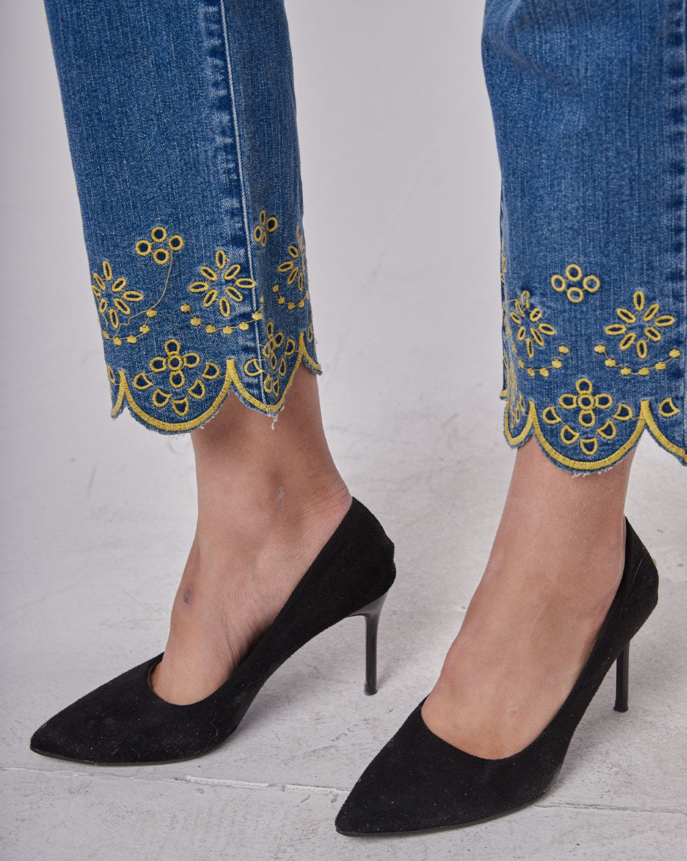 Womens Chic Embroidered Jeans image 5