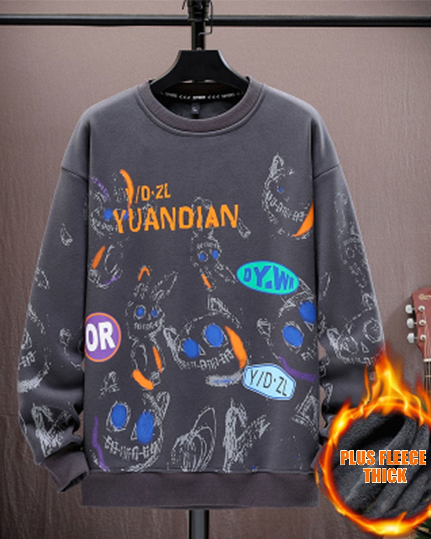 Printed Crewneck Cotton Sweatshirt - Ash, M image