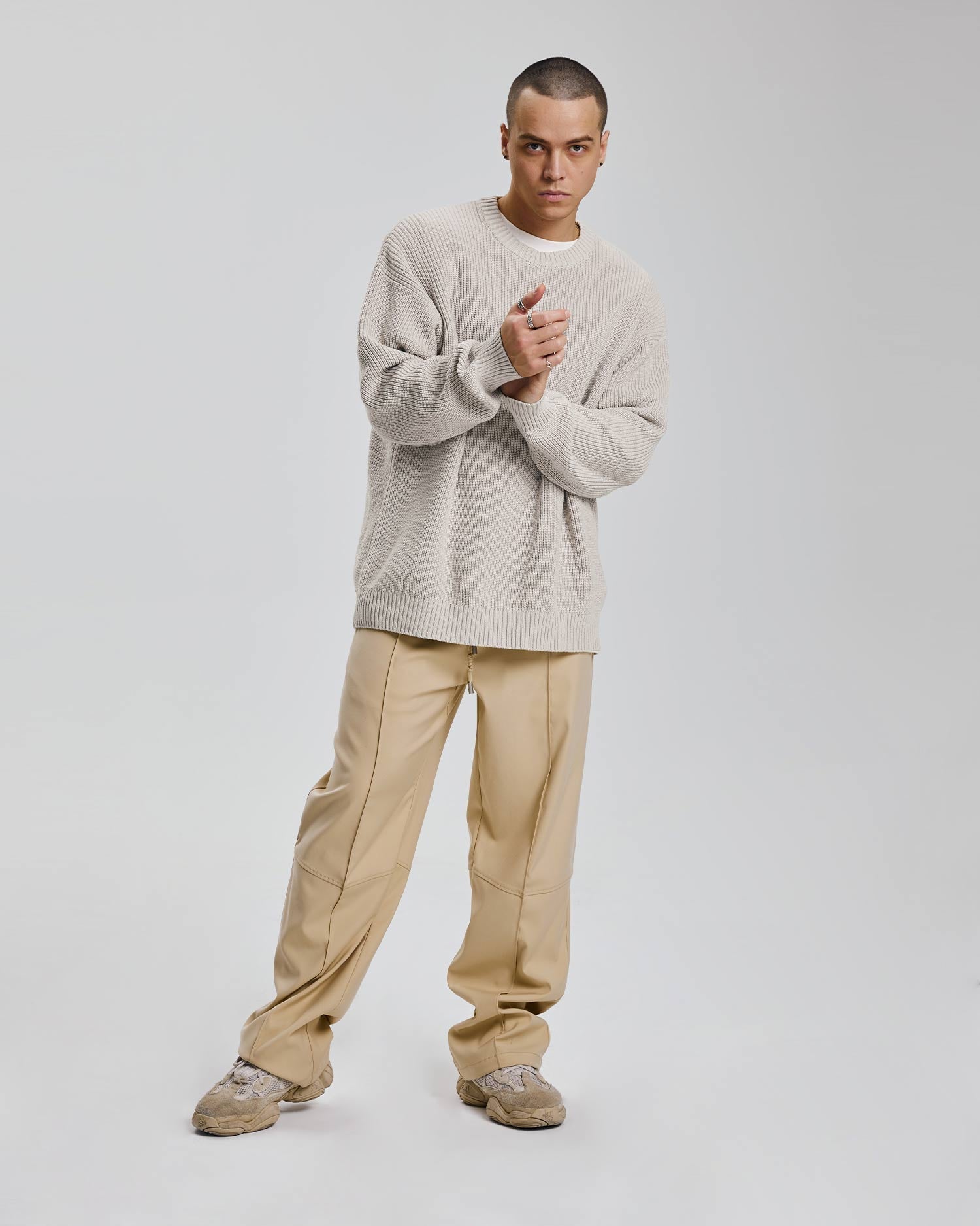 Pleated Straight Pants - Buttermilk, XL image