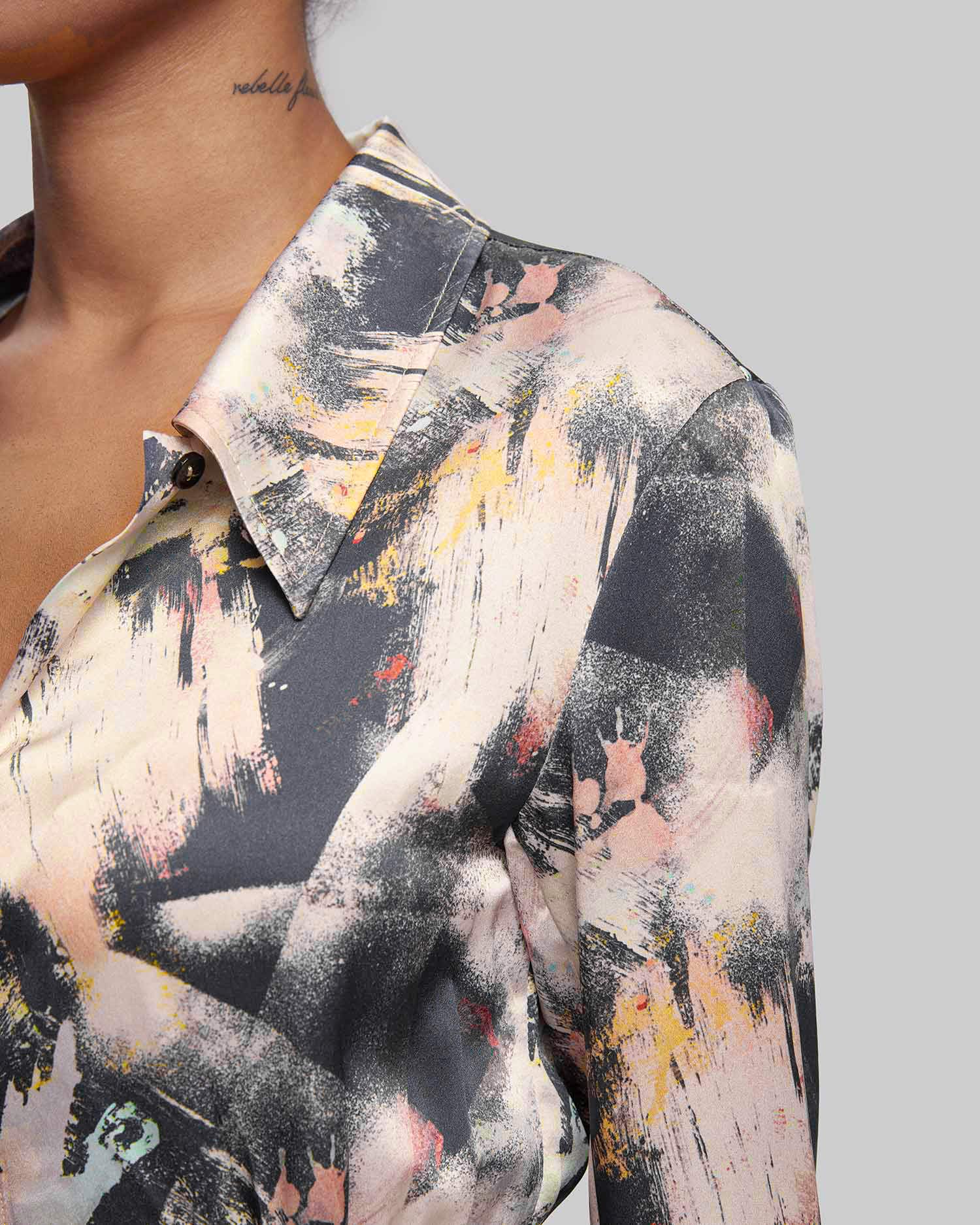 1 × 100% Silk Shirt with Prints image 3