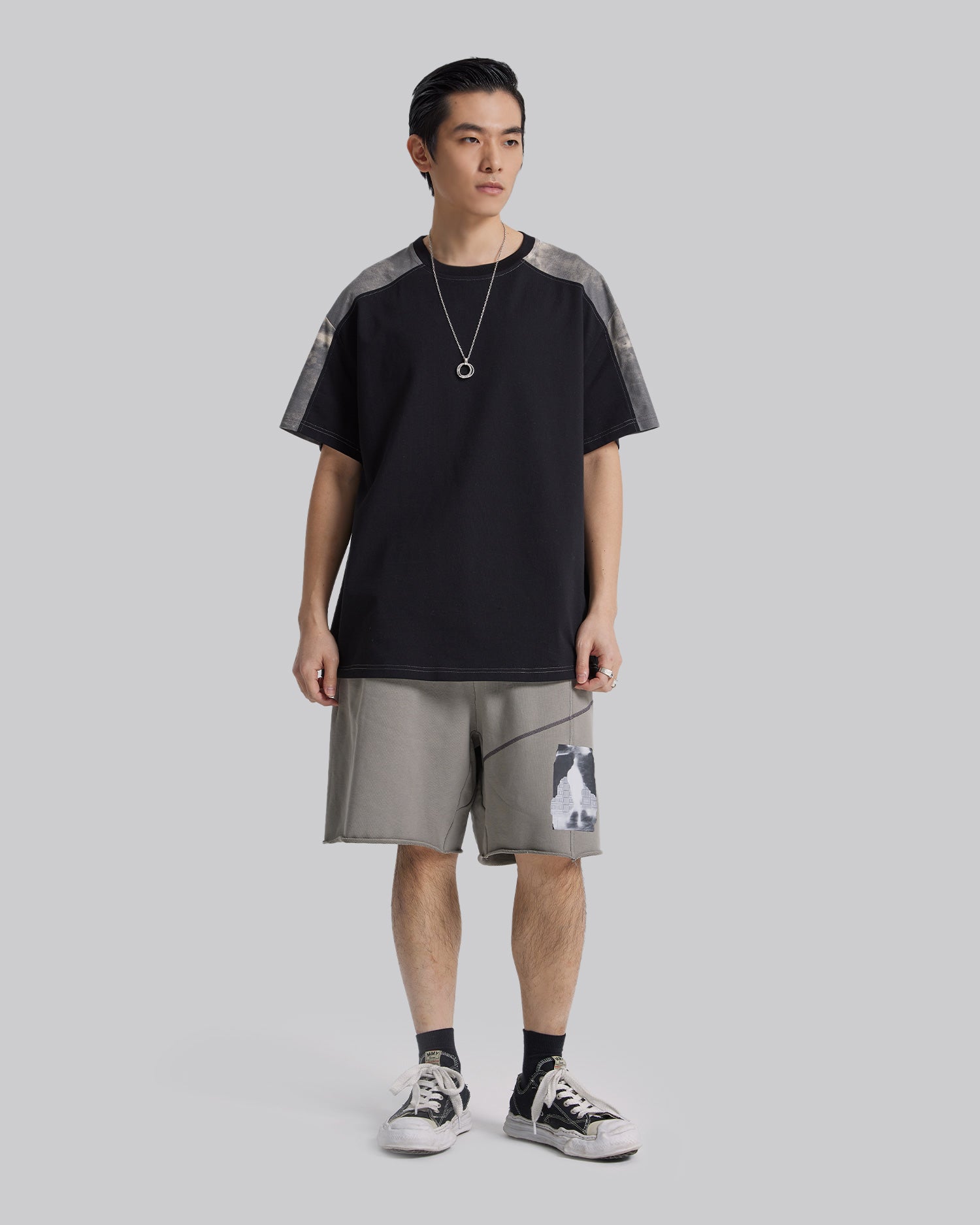 Paneled Raglan Crewneck T-Shirt - Black, S image