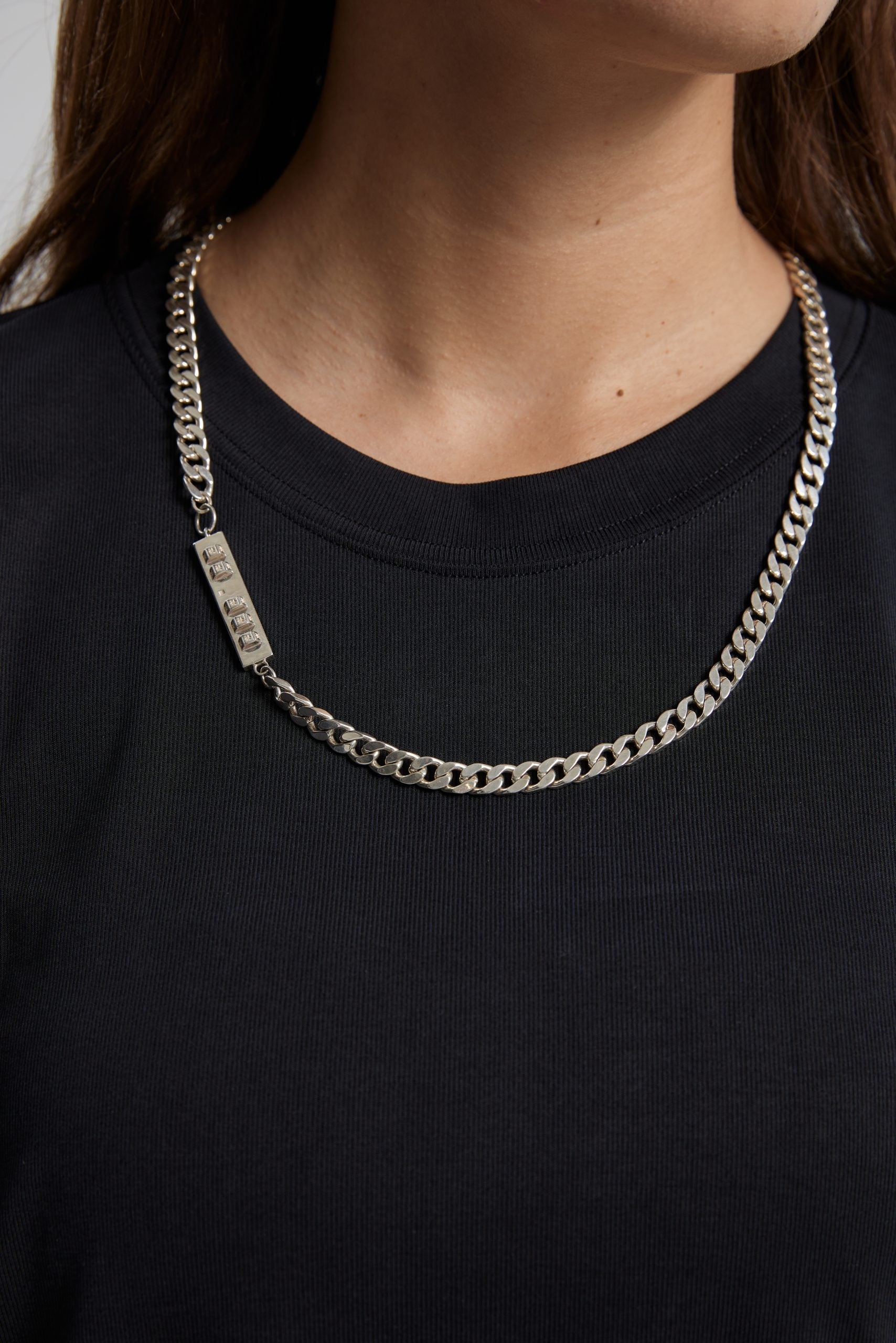 Silver Bold Curb Chain with Plate image 2