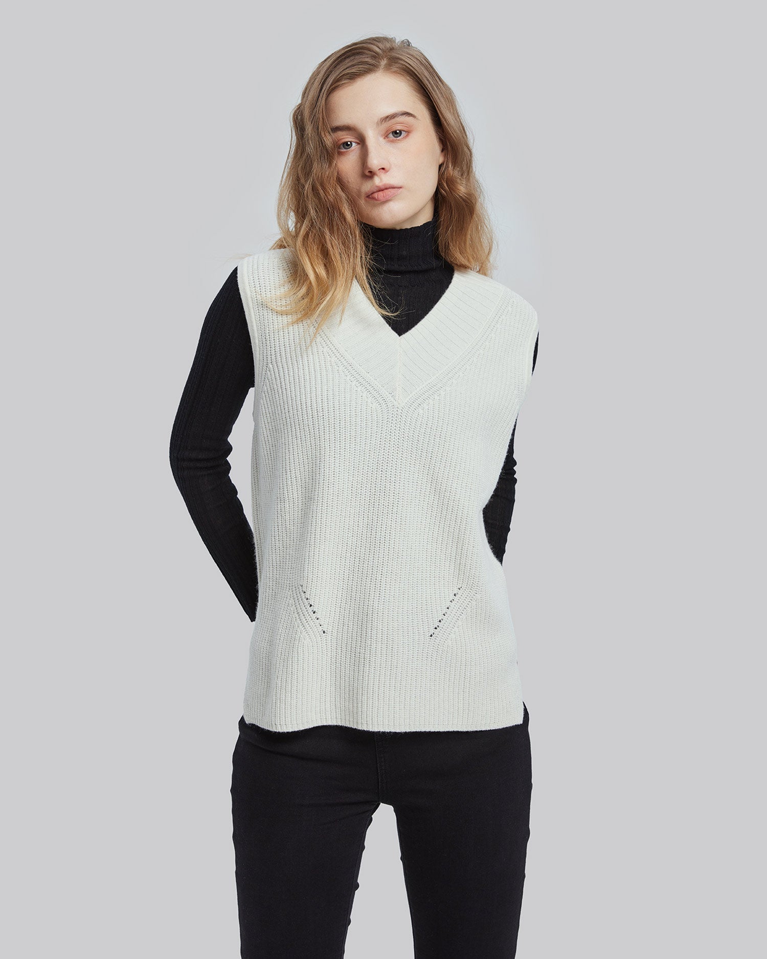 V-Neck Knit Sweater Vest image 1