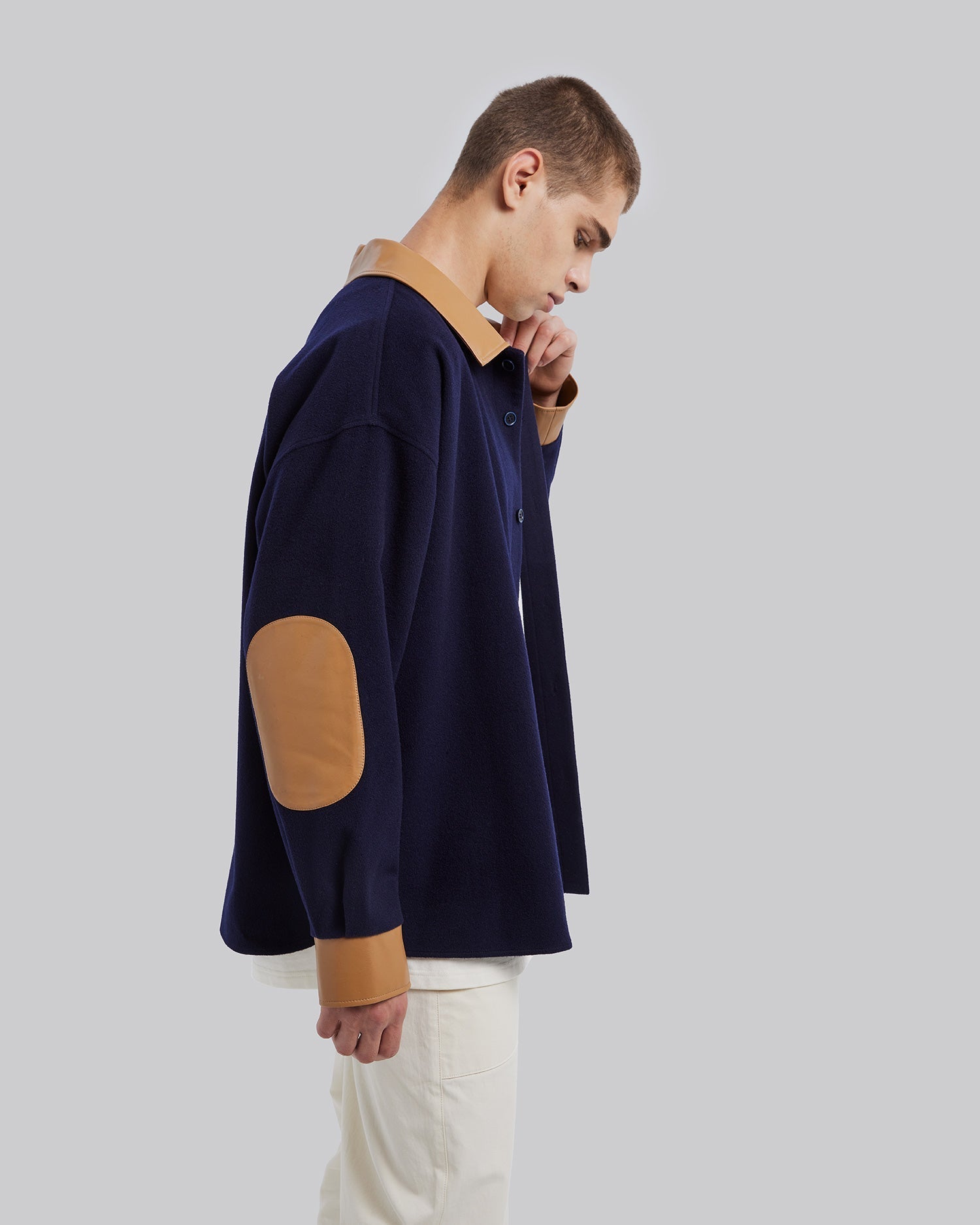 Contrast Panel Wool Overshirt image 4