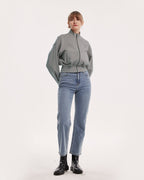 High-Neck Bomber Jacket - Grey Green, M image