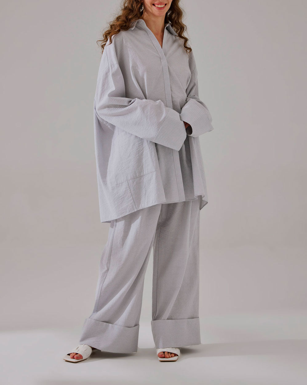 Draped Cotton Striped Set image 0