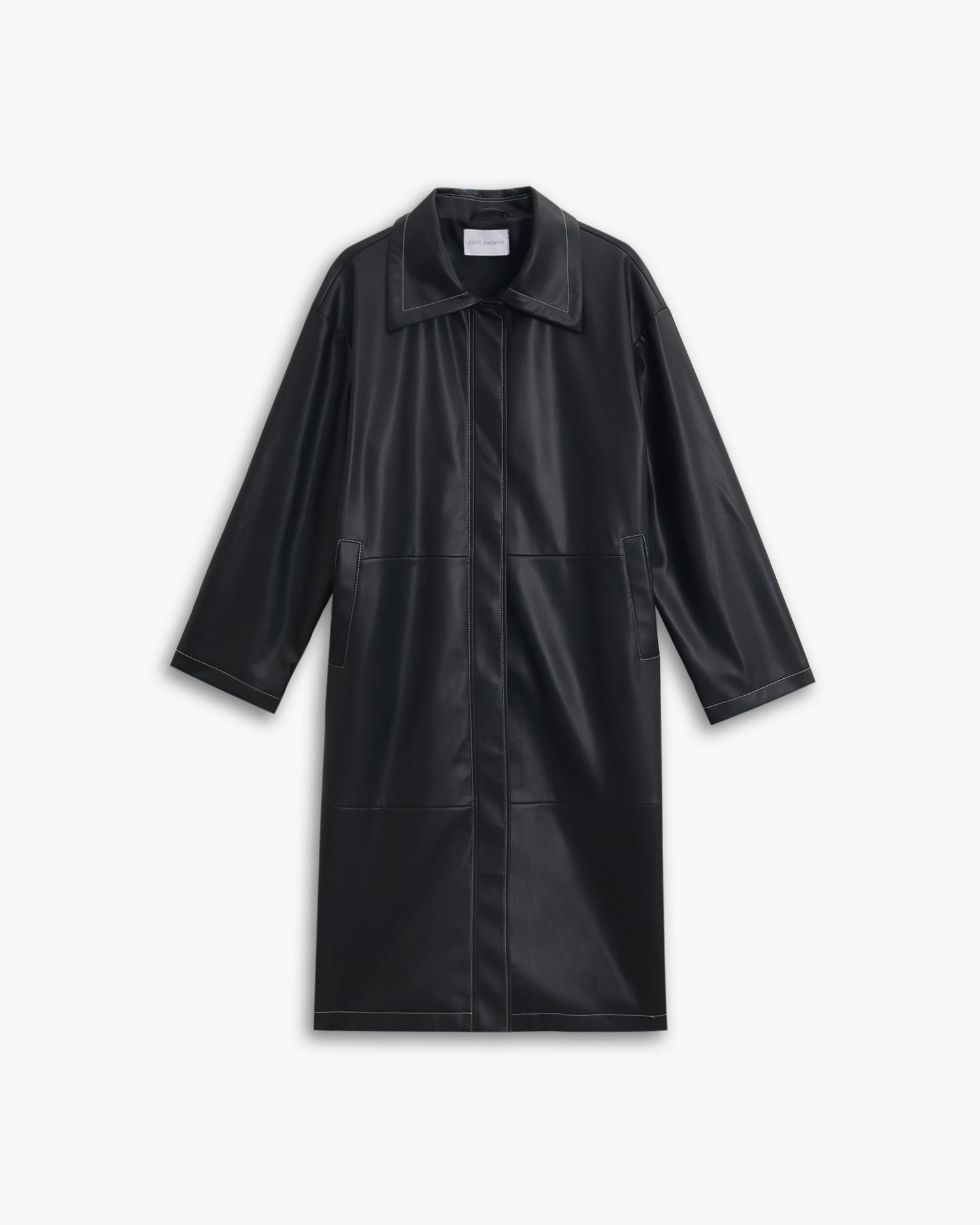 Faux-Leather Long Coat image 0