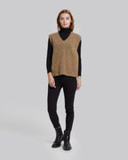 Pure Wool V-Neck Vest - Camel Melange, M image