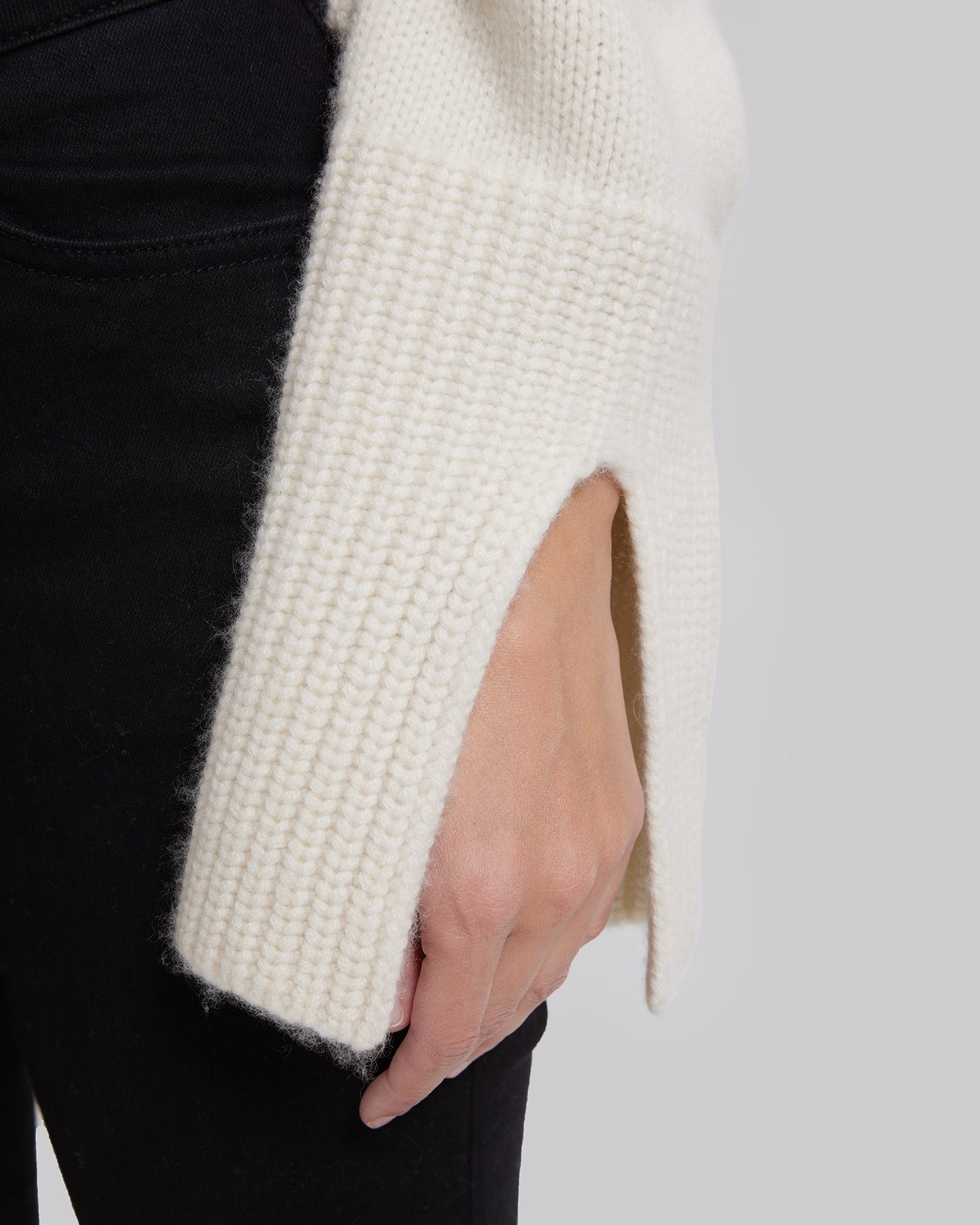 Cropped Side Slit Cashmere Sweater image 5