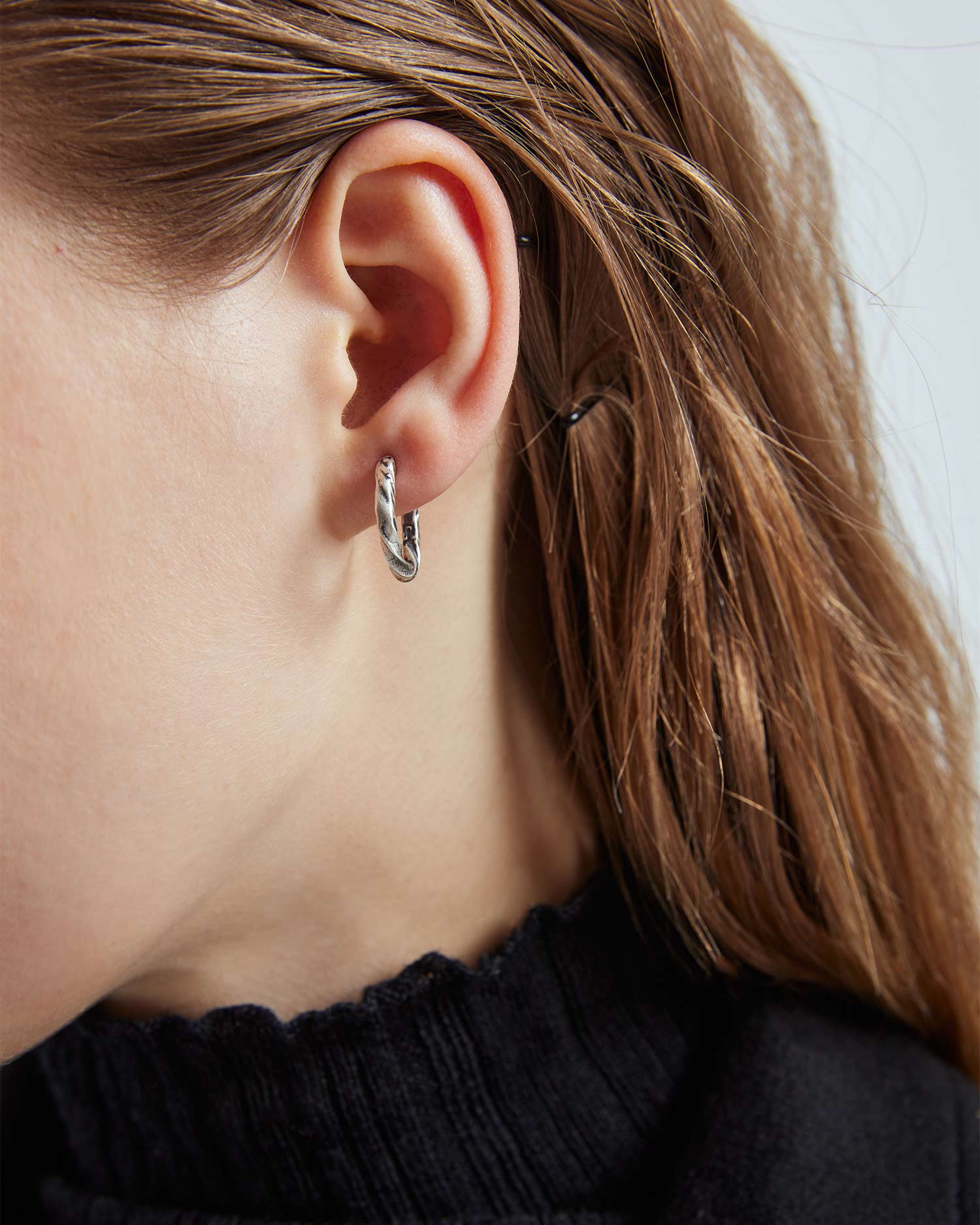 Silver Twisted Hoop Earring image 1