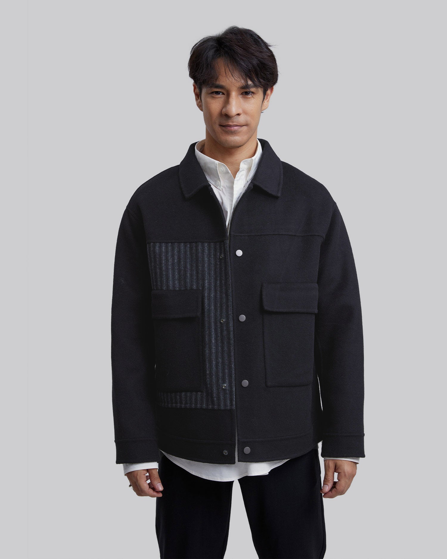Snap Button Woolen Jacket image 1