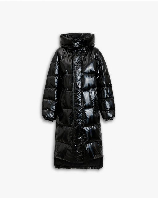 Long Puffer Jacket with Adjustable Waistline image 0