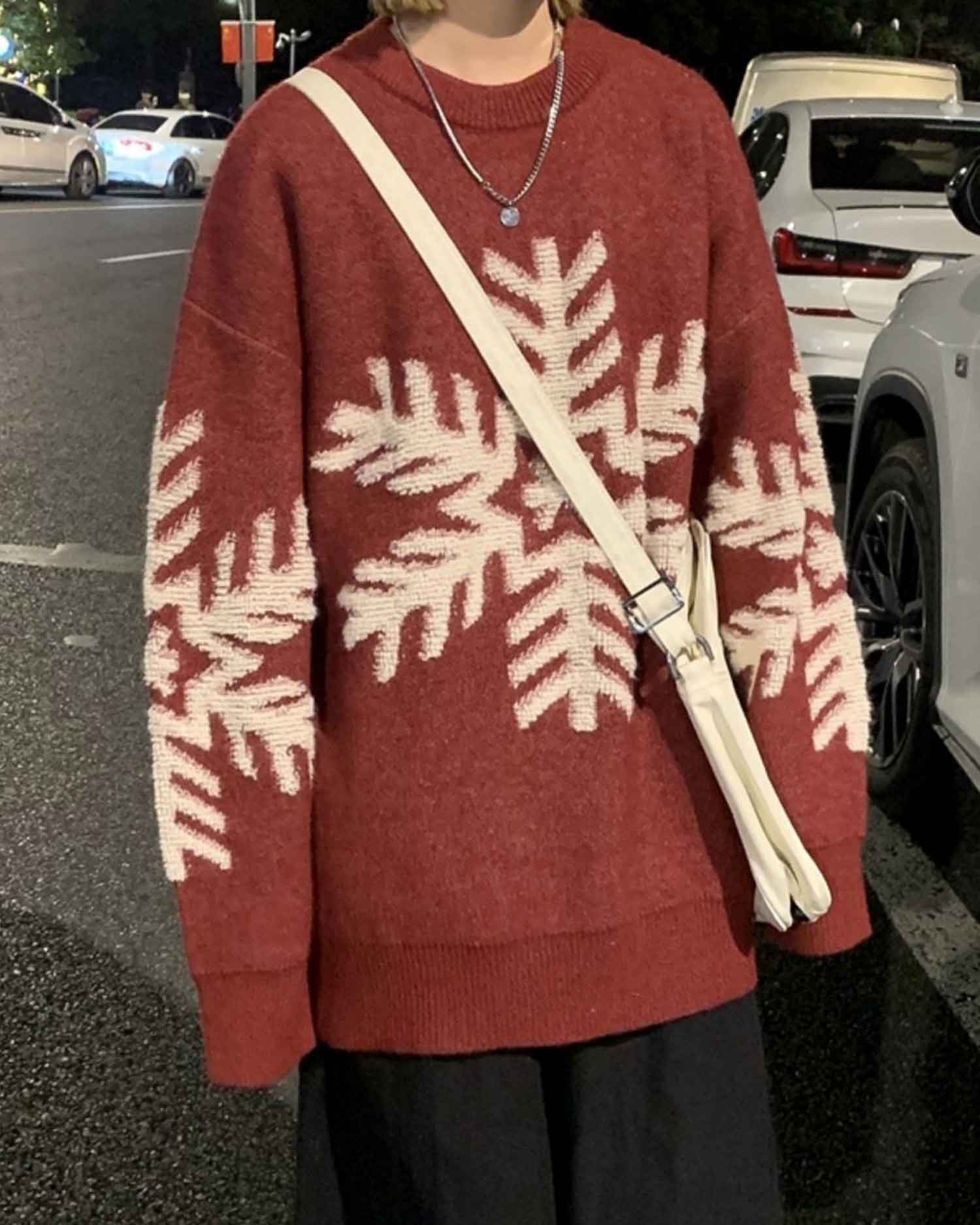 Snowflake Crewneck Jumper - Fire Brick, L image