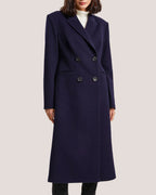Padded Shoulder Double-Breasted Long Wool Coat image 0